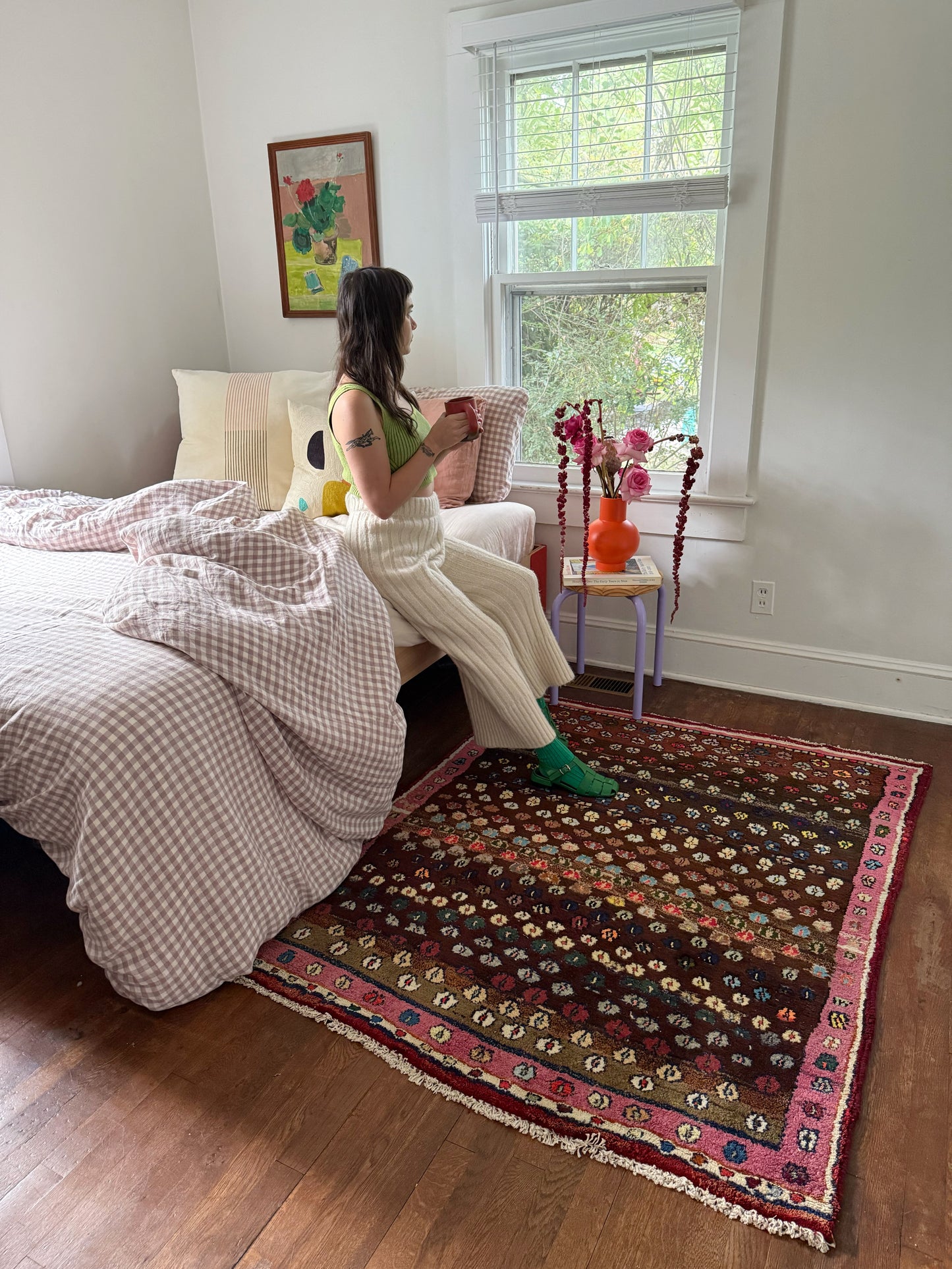 Pansy Floral Vintage Persian Rug