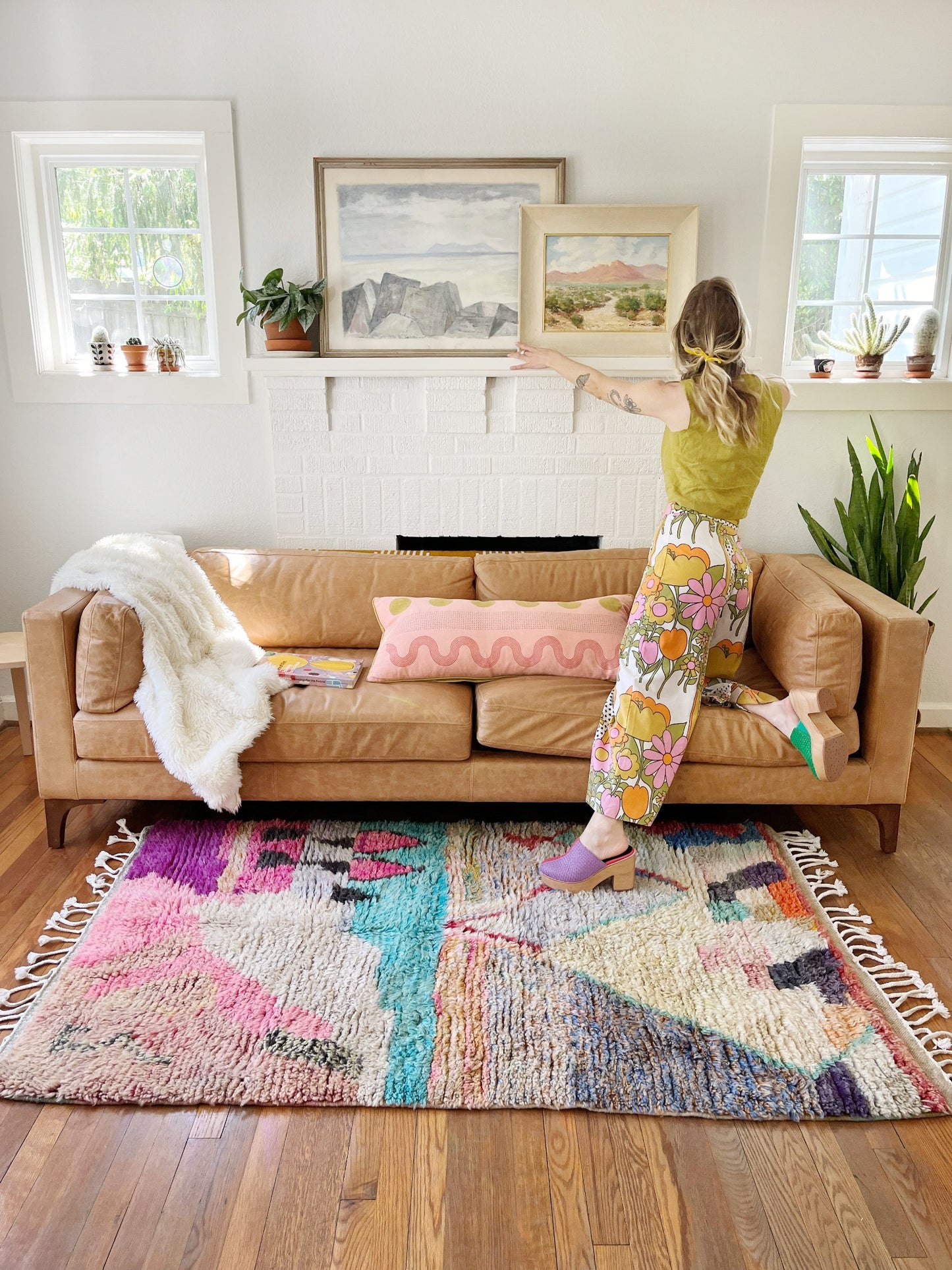 See Handwoven Pink and Purple Moroccan Rug