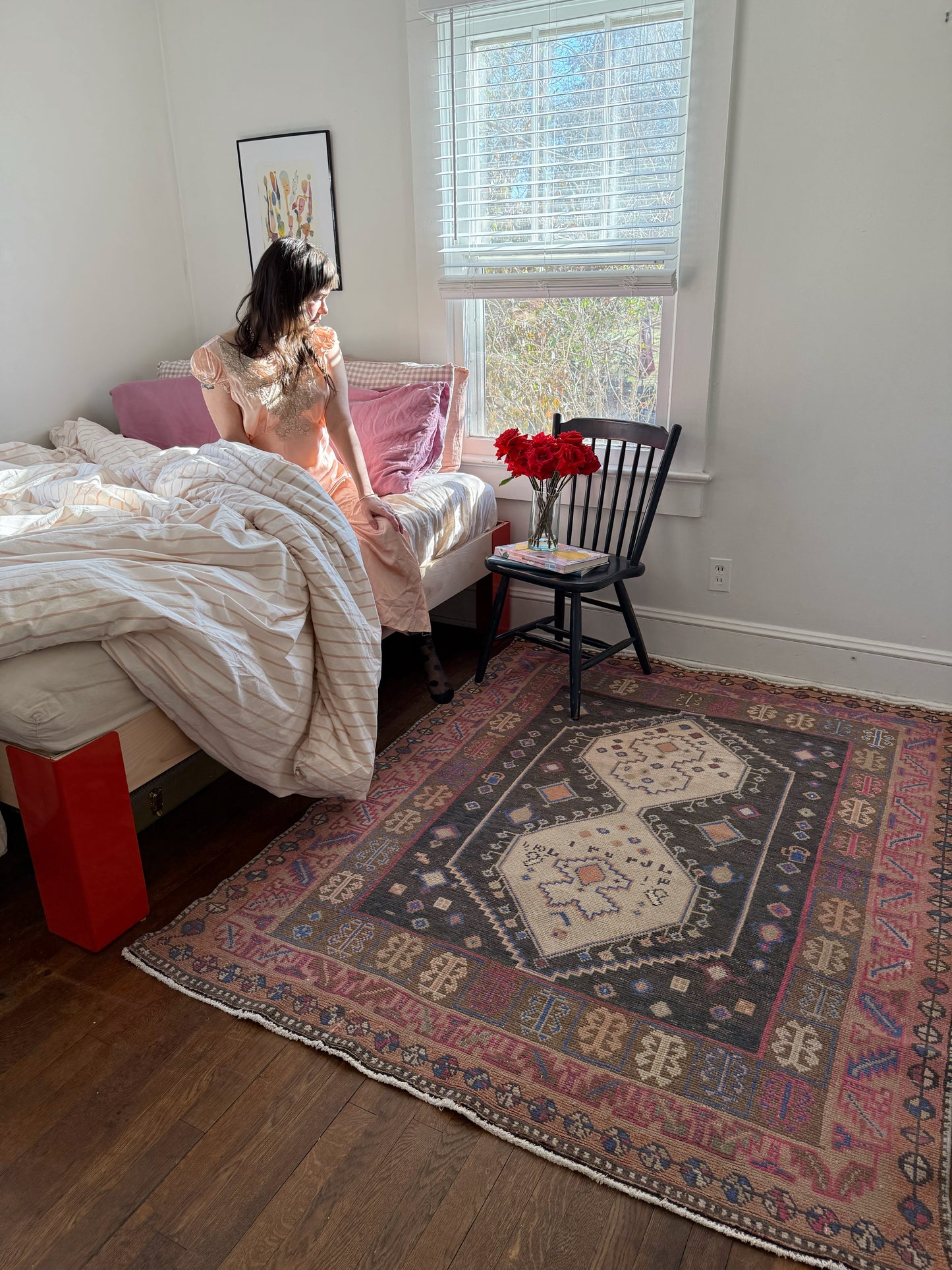 Ler Pink Vintage Persian Rug