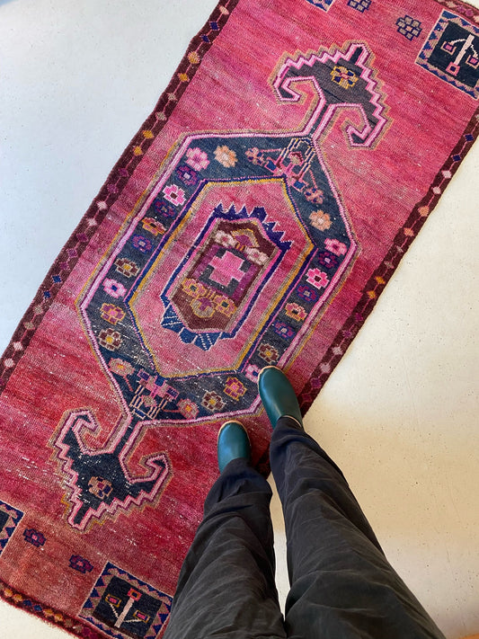 See Details and Motifs with Hints of Pink and Marigold on Mauro Persian Runner Rug