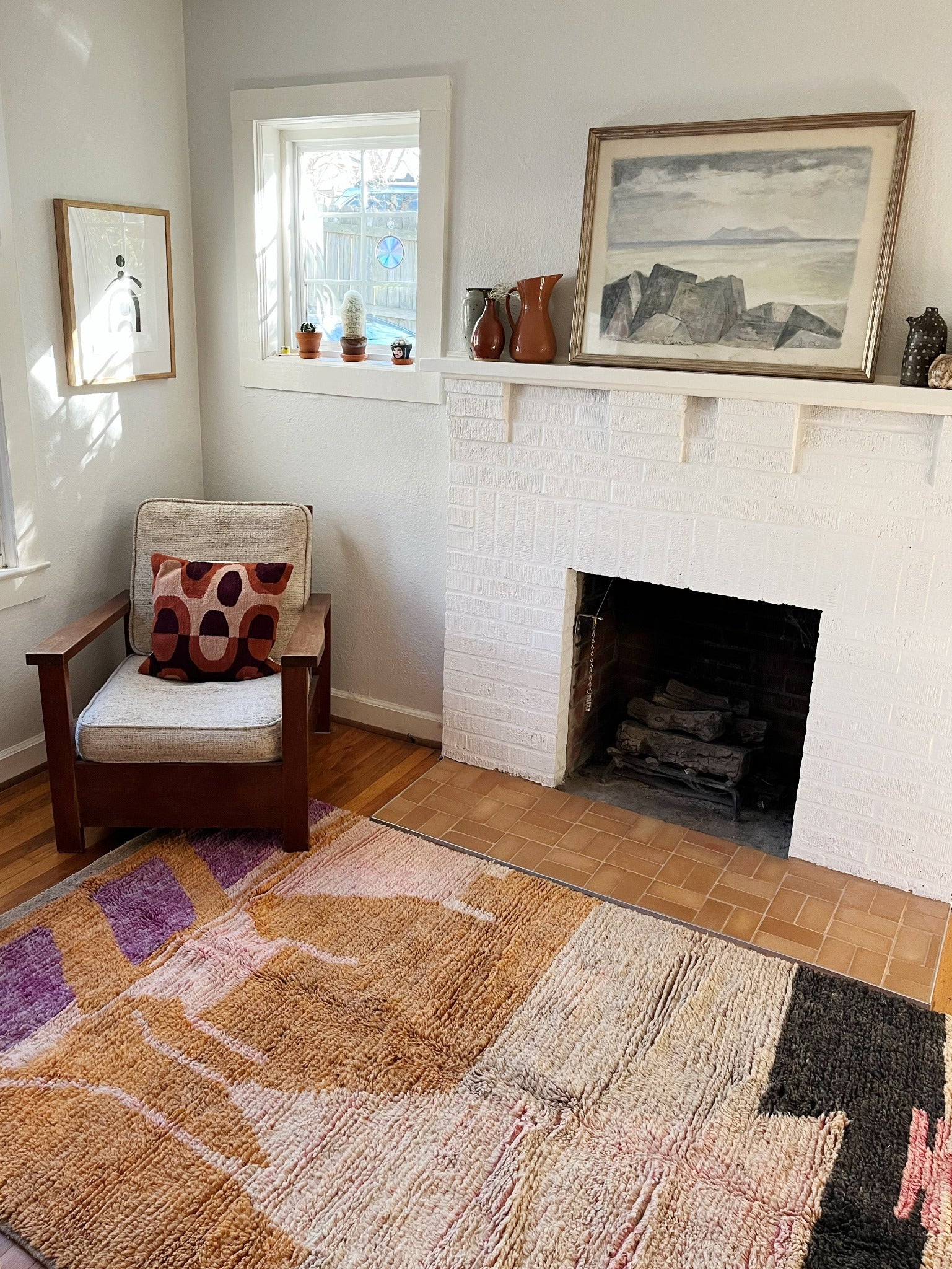 See Silva Moroccan Rug Styled by a Fireplace