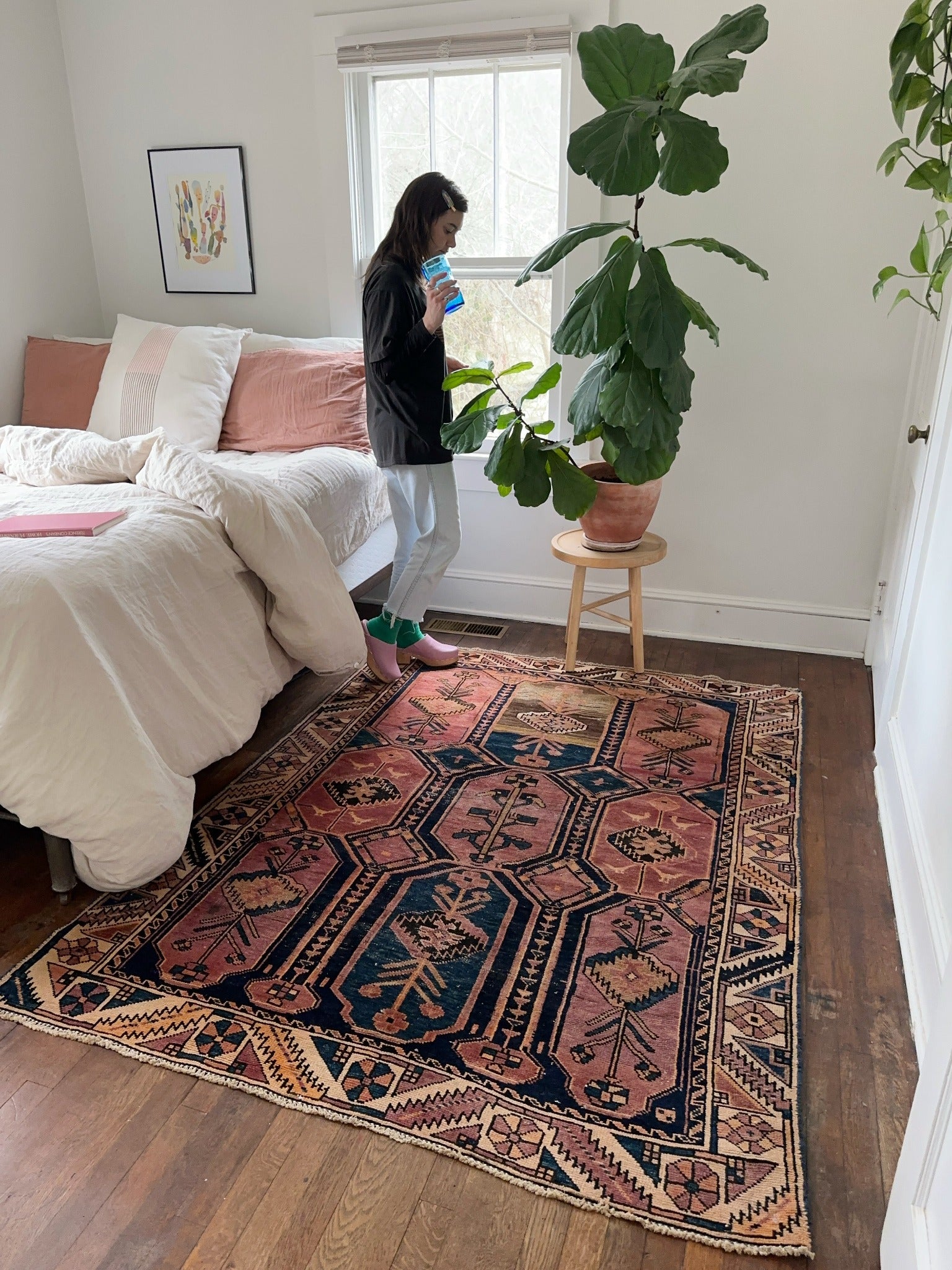 Shop Persian Vintage Rug in a Bedroom