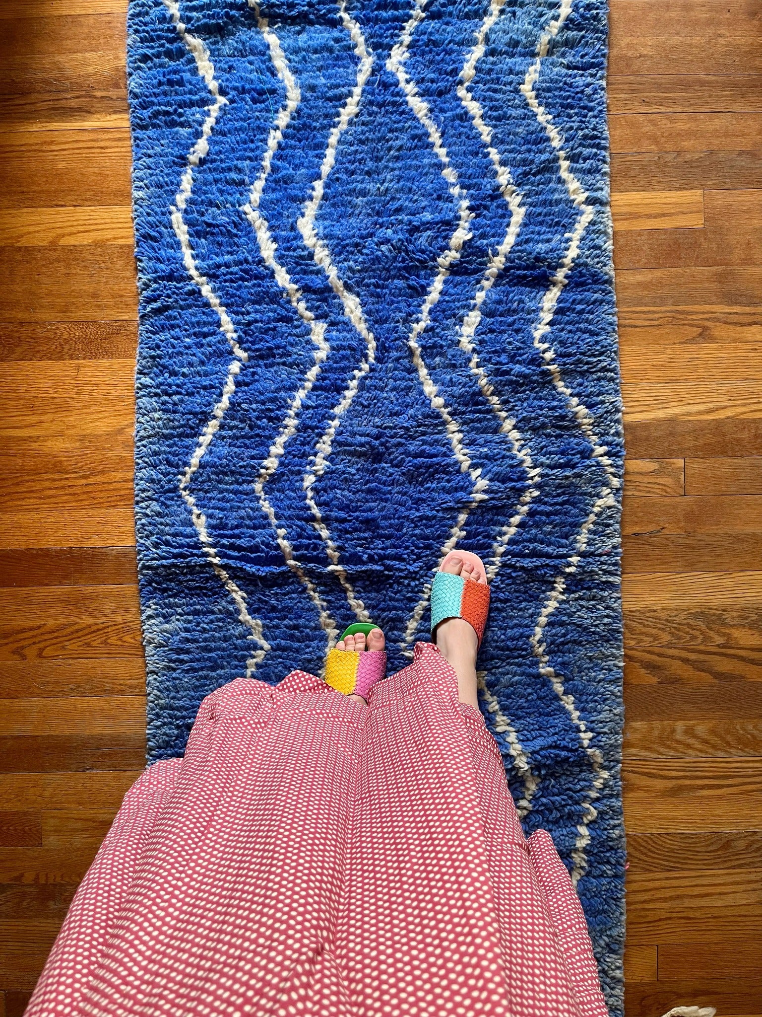 Handmade Blue and White Runner Rug