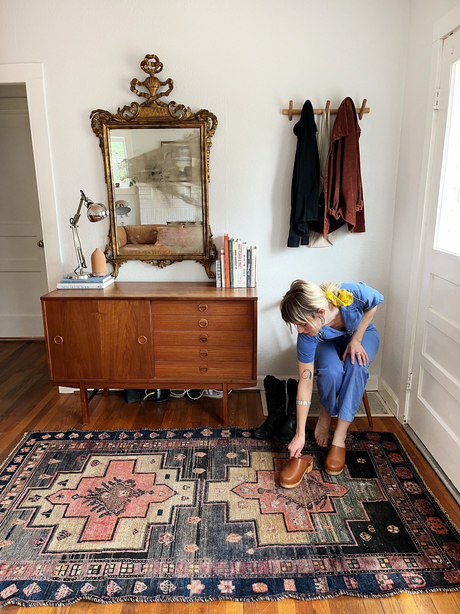 See Juniper Persian Rug by a Credenza