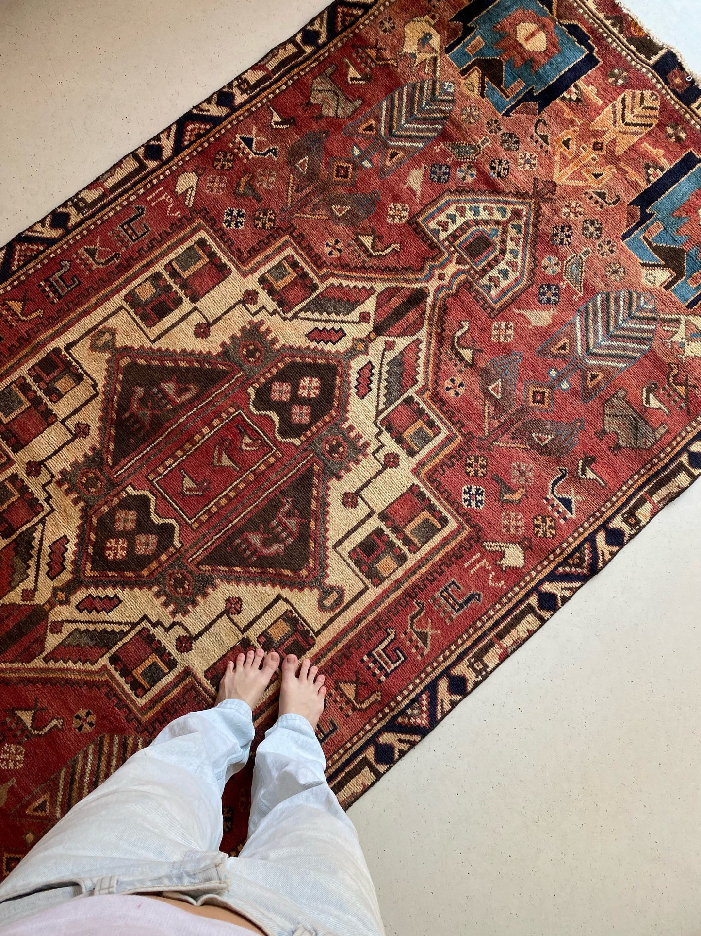 See Details and Motifs on Brick Red Rug