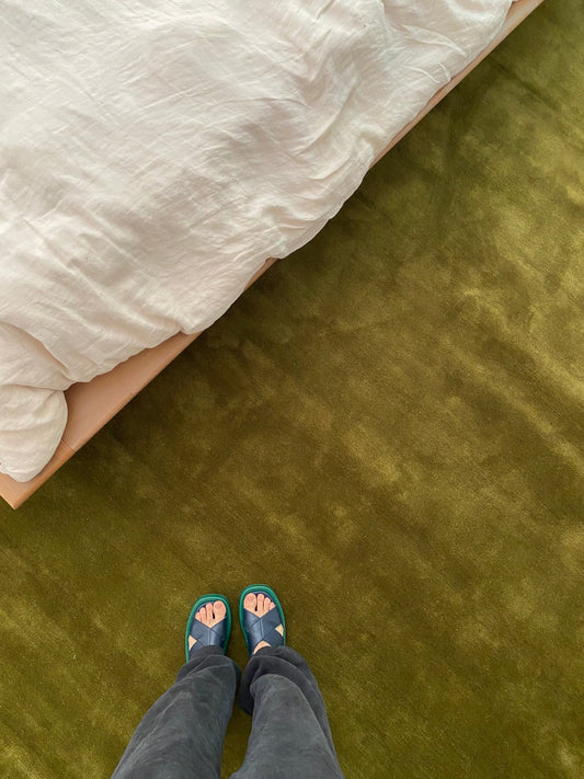 See Green Tufted Rug from Overhead