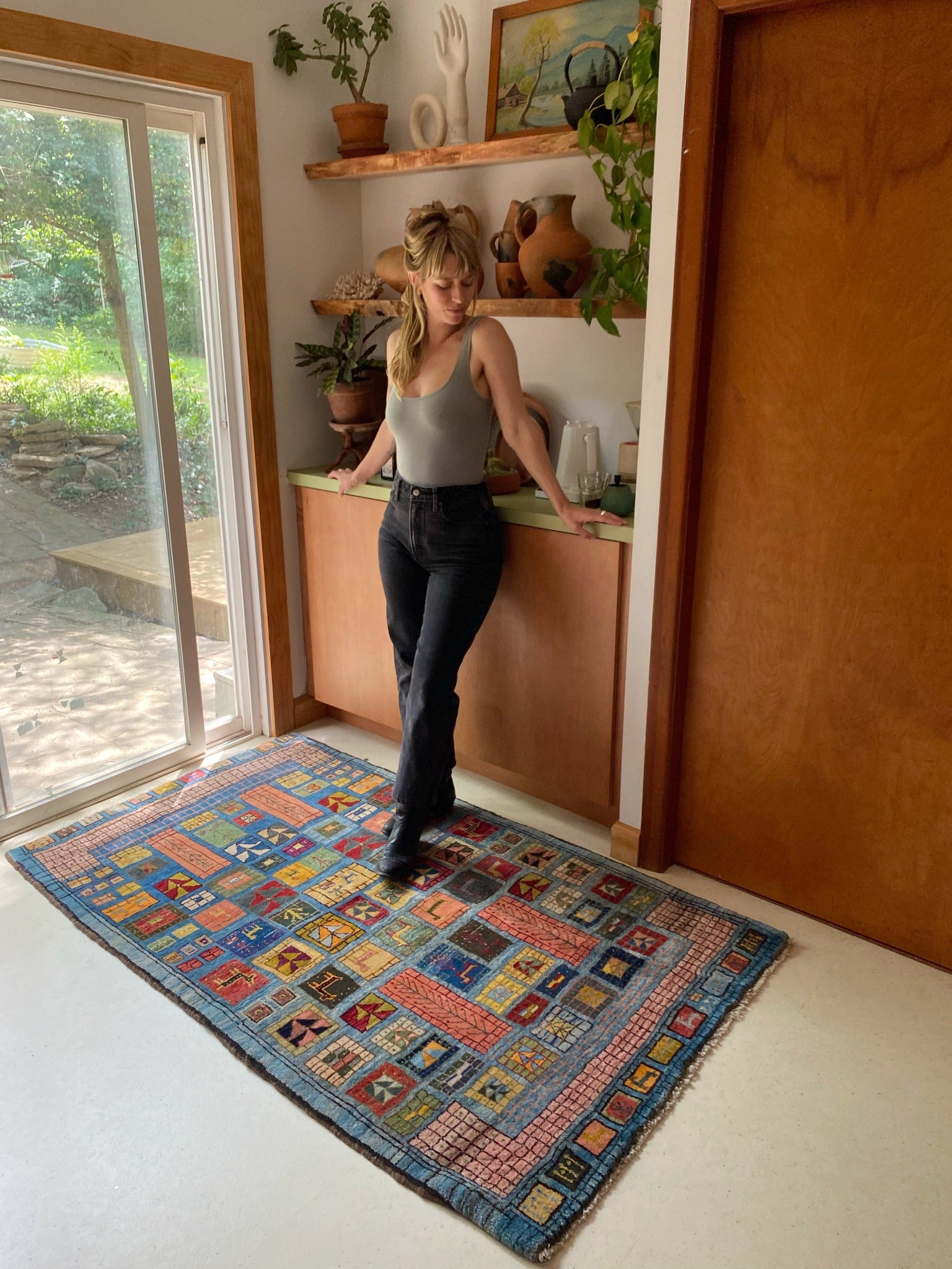 Style Shaw Vintage Blue Rug in a Home bar