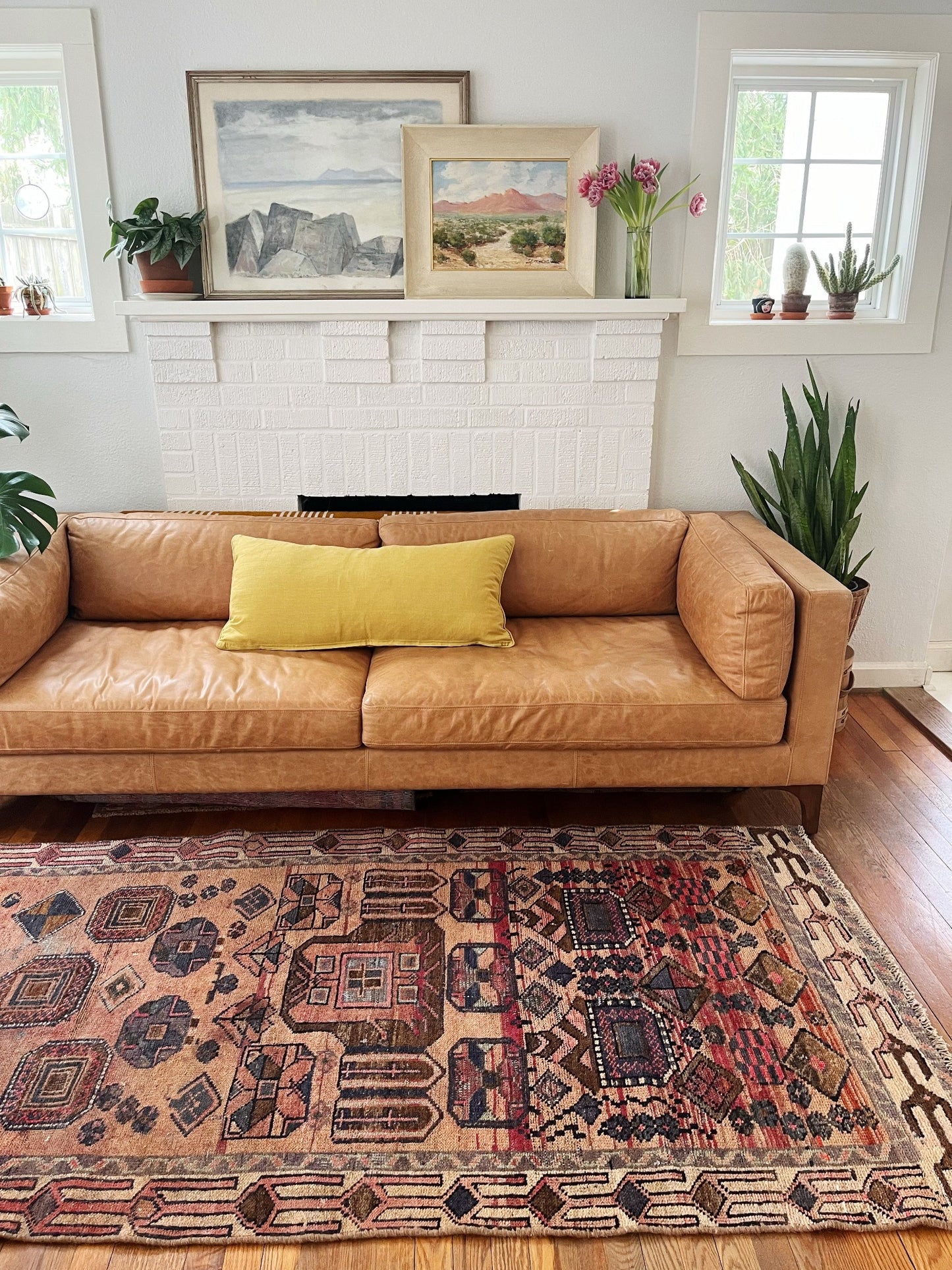 See Wren Vintage Persian Rug styled in a living room