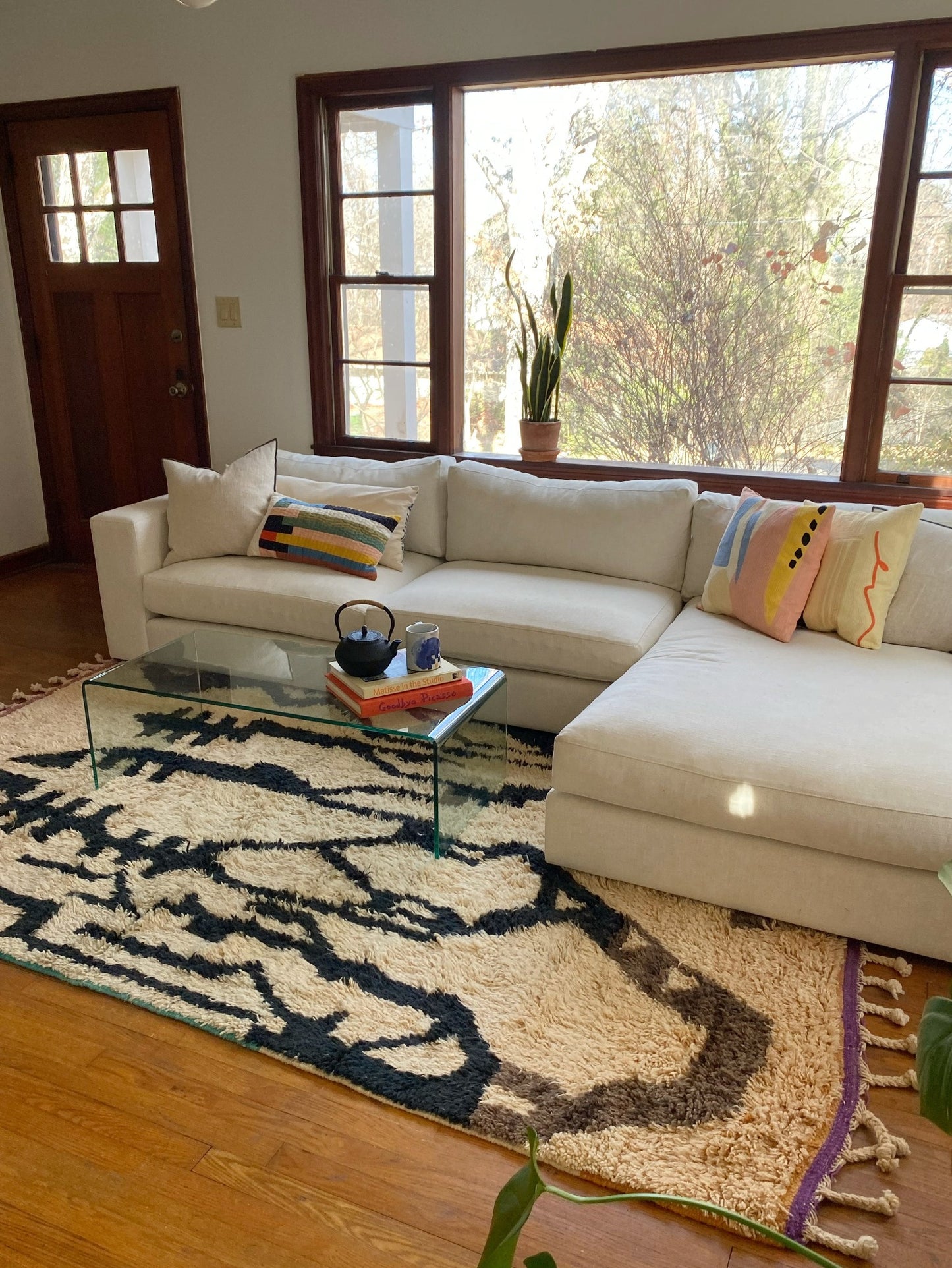 See Alfama Moroccan Rug with a Sectional Couch