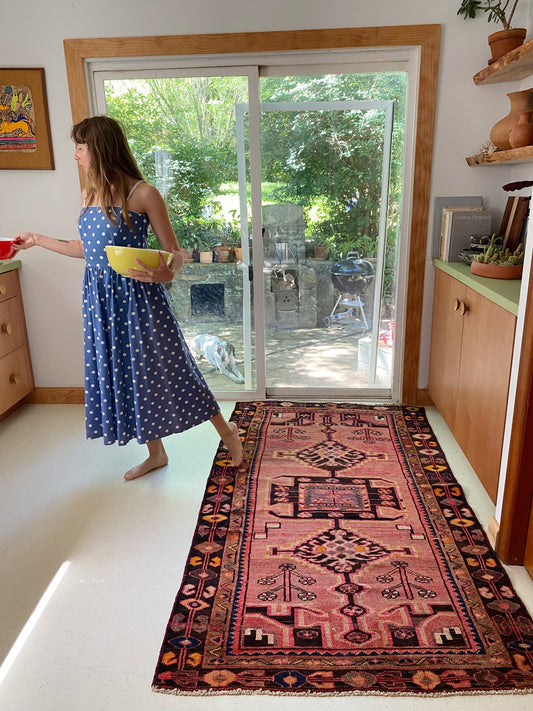 See Colorful Vintage Persian Rug in a Kitchen