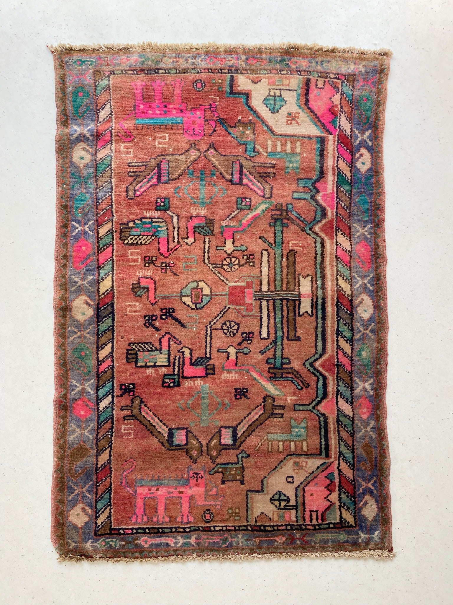 Bright Persian Rugs Tigris Bright Vintage Persian Mini Rug | Lost Hunt Vintage