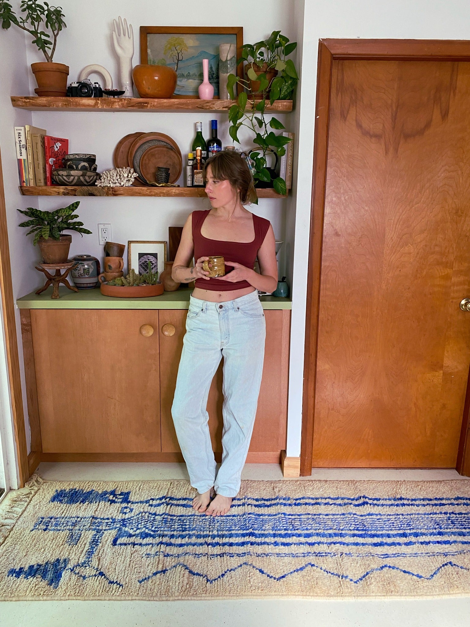 Style Blue Moroccan Runner in a Coffee Nook