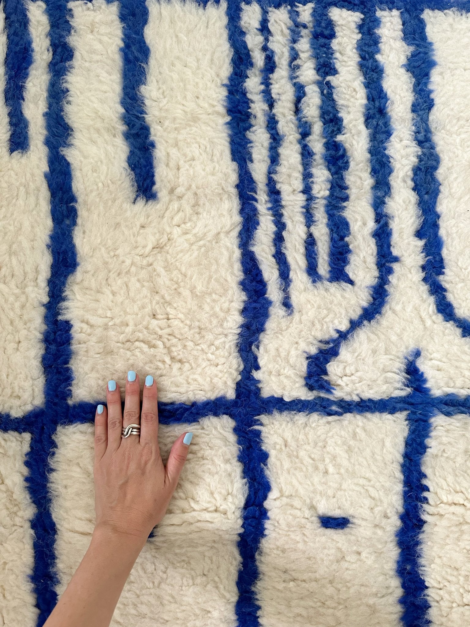 See High Pile of Blue Moroccan Rug