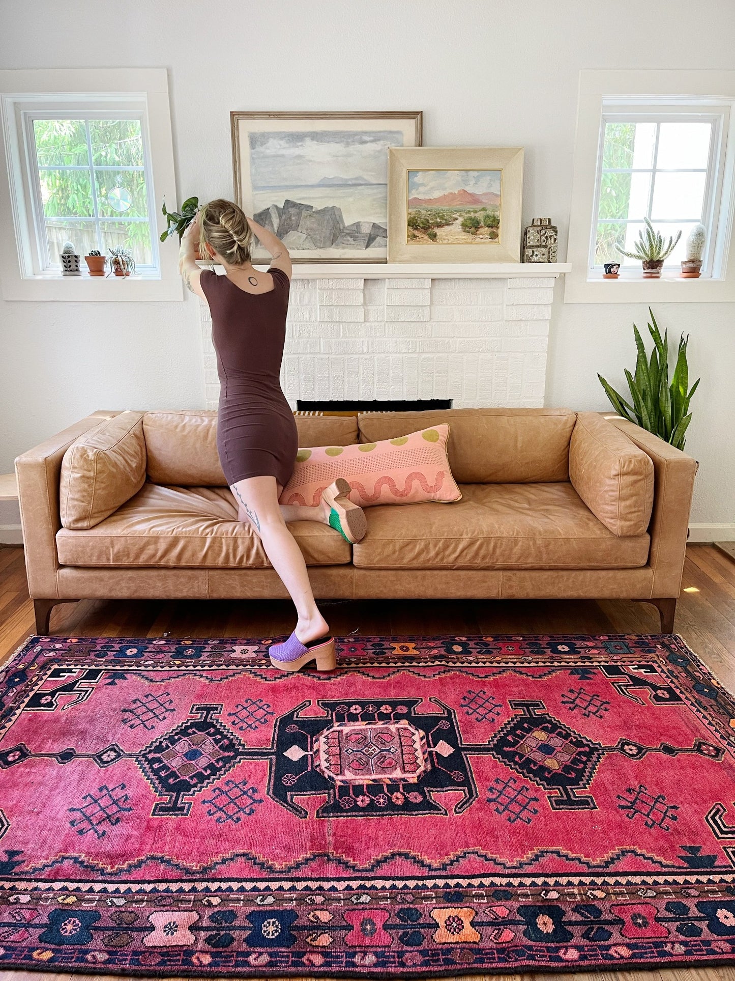 Style Larkspur Vintage Persian Area Rug in a Living Room