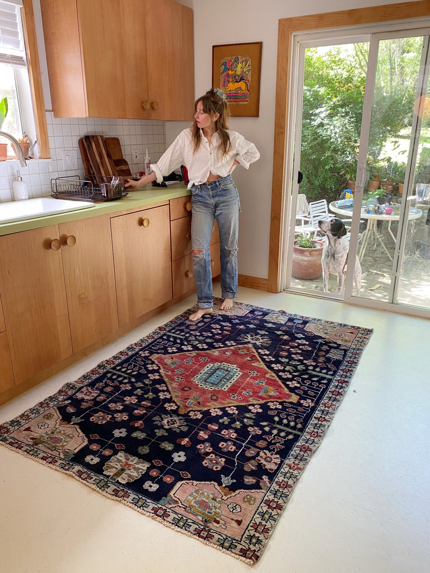 See Lucite Vintage Persian Rug Styled in a Kitchen