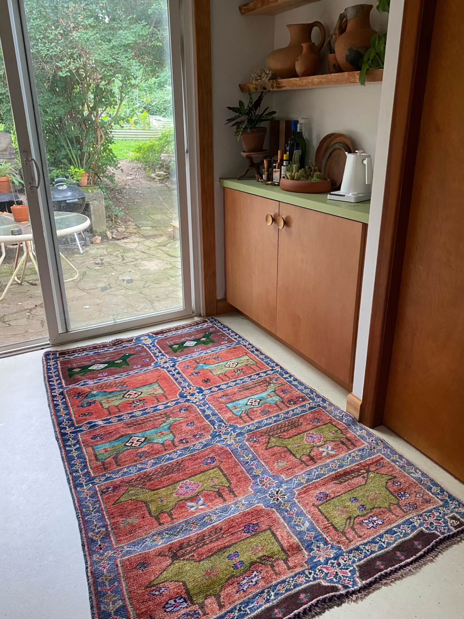 Style Pashto Vintage Persian Rug in a Kitchen