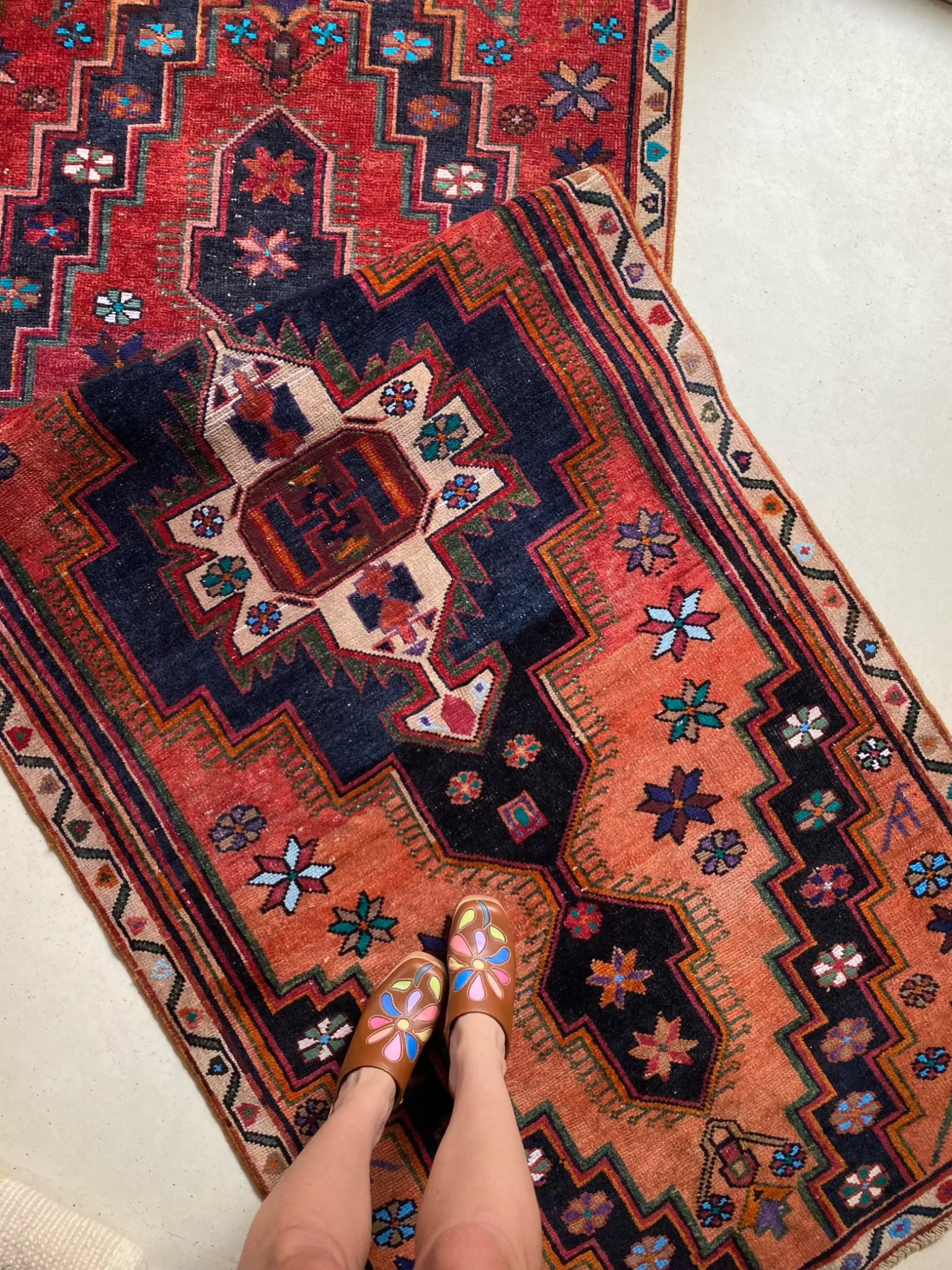 See Details and Motifs on Floral Vintage Persian Rug