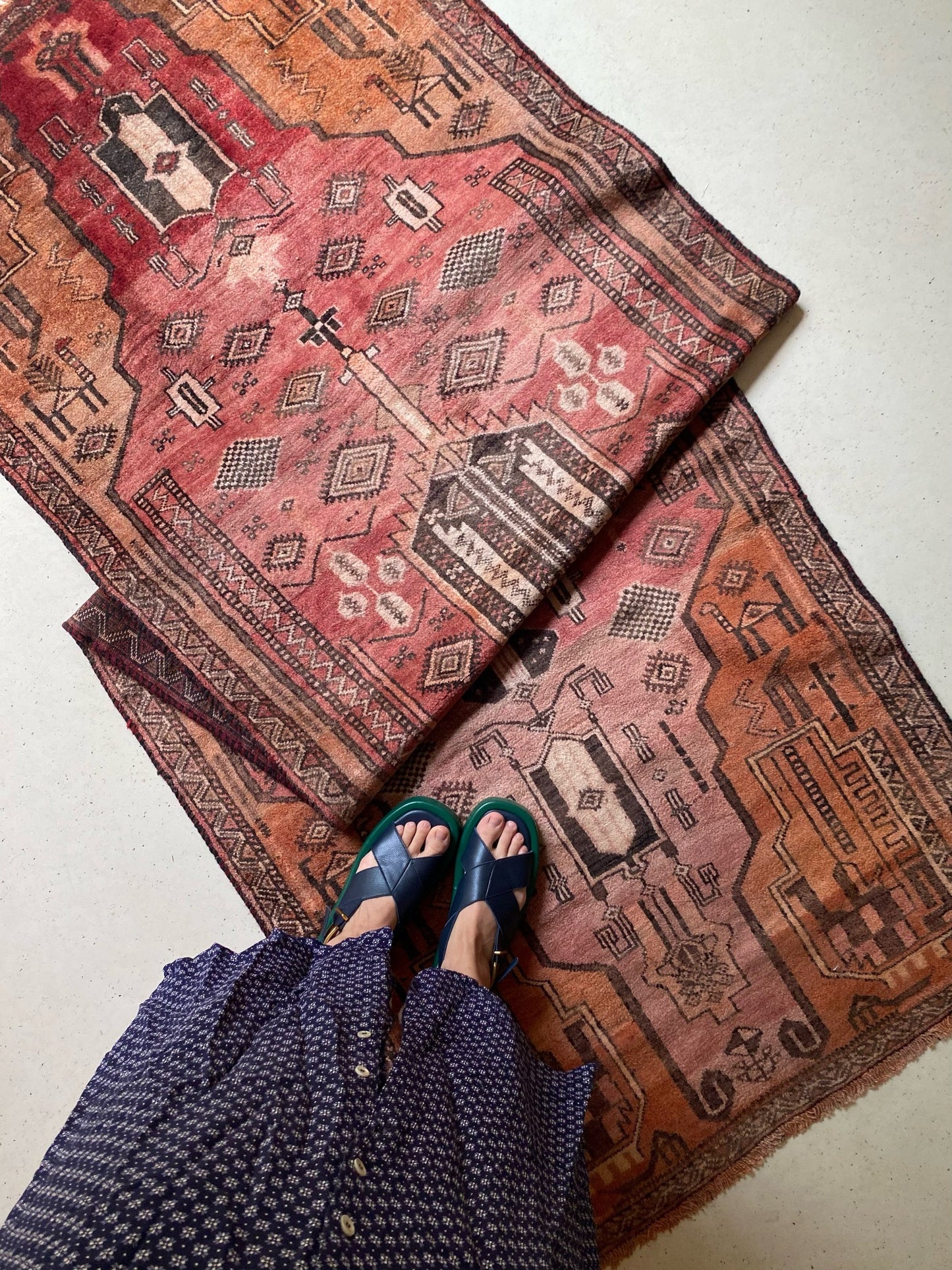 See Details and Motifs on Vintage Runner Rug