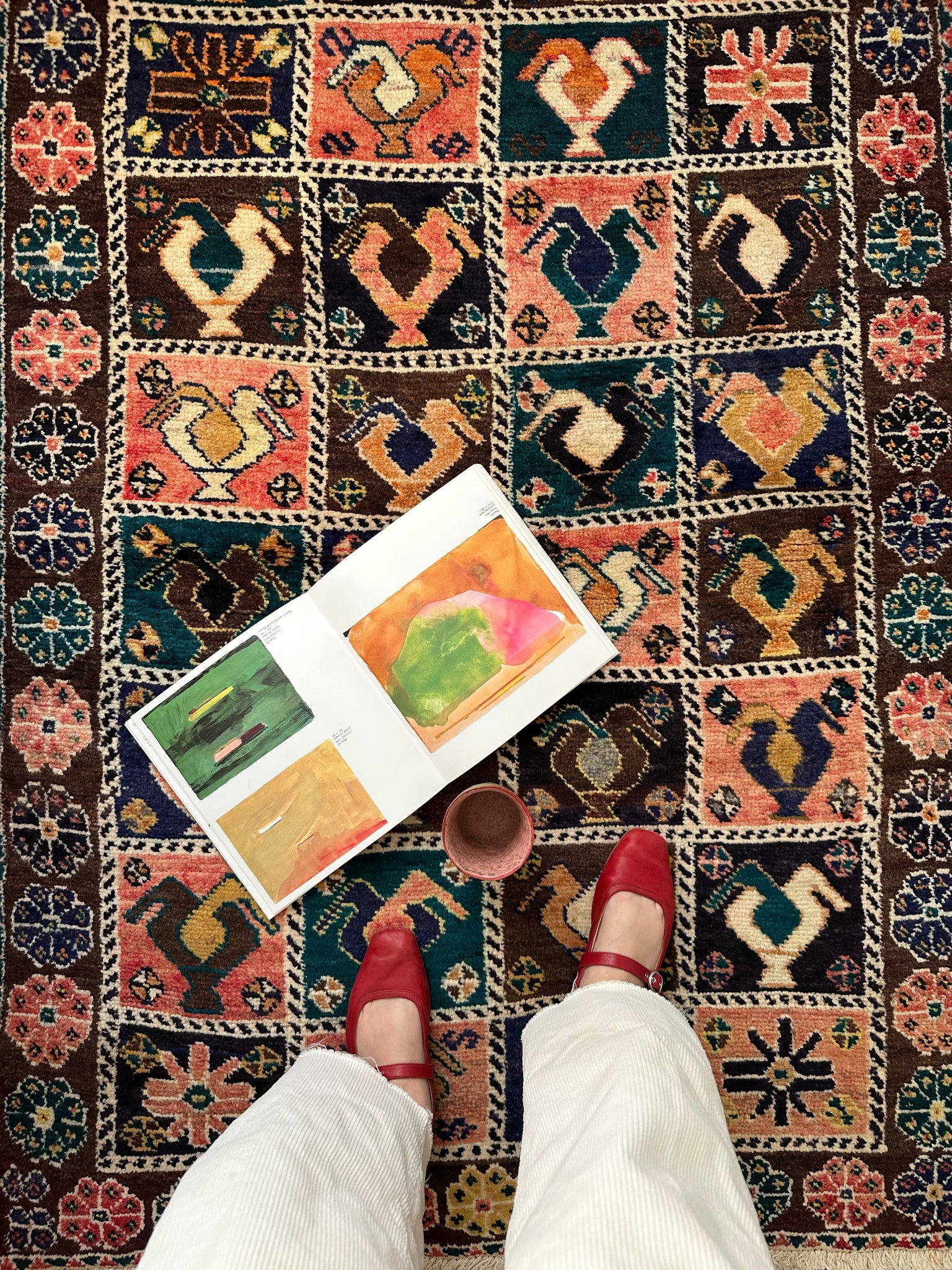 See Details and Vase Motifs on Vintage Persian Rug