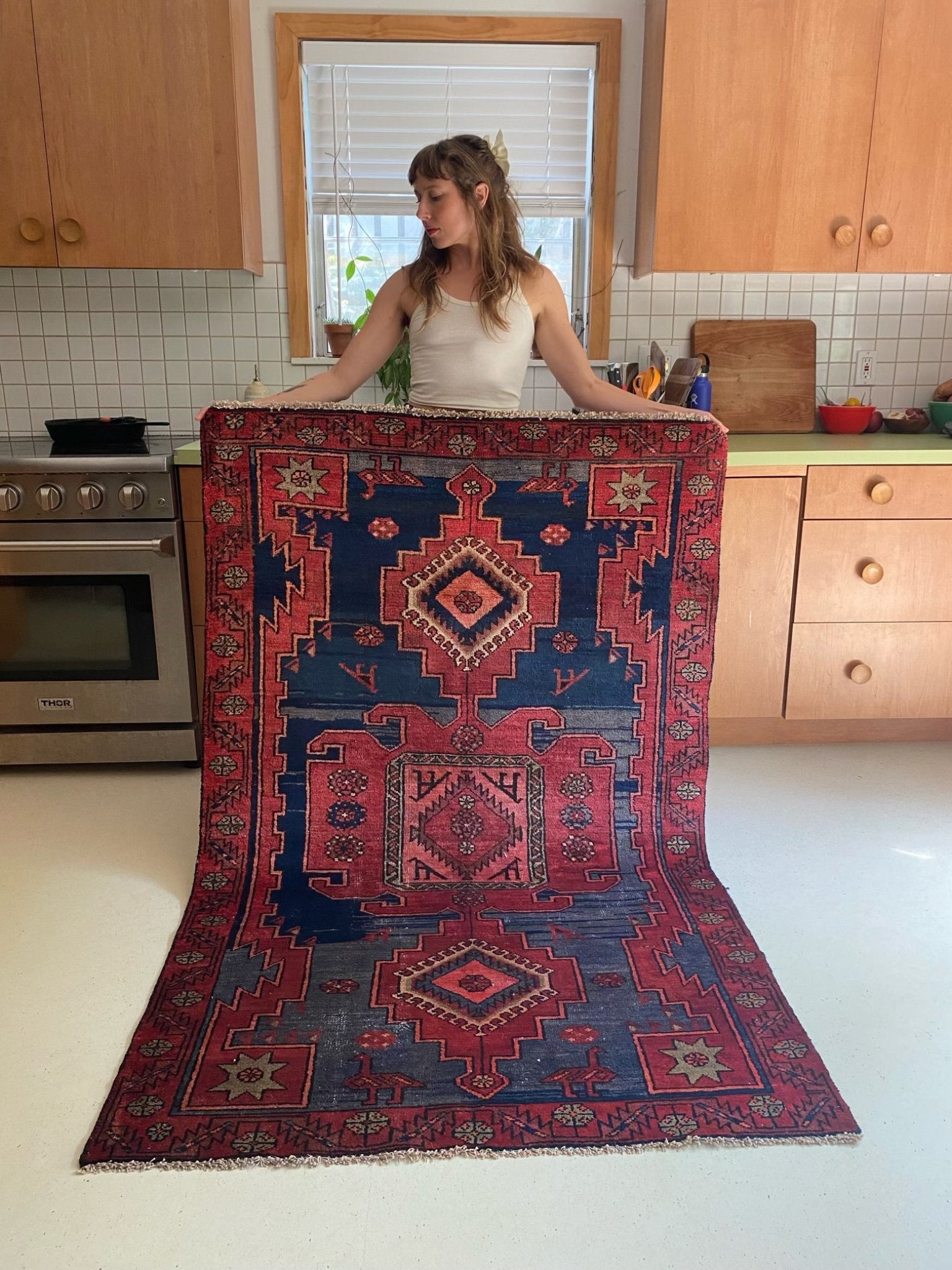 Shop Red and Blue Vintage Persian Rug