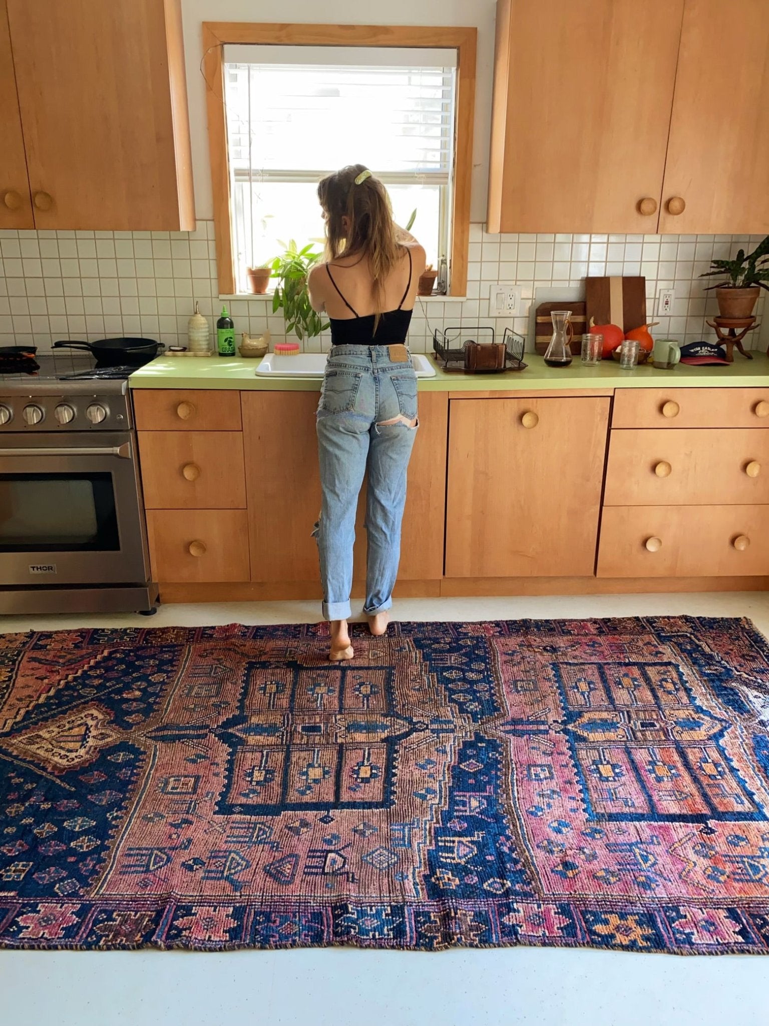 See Vintage Persian Rug Styled in a Kitchen Space