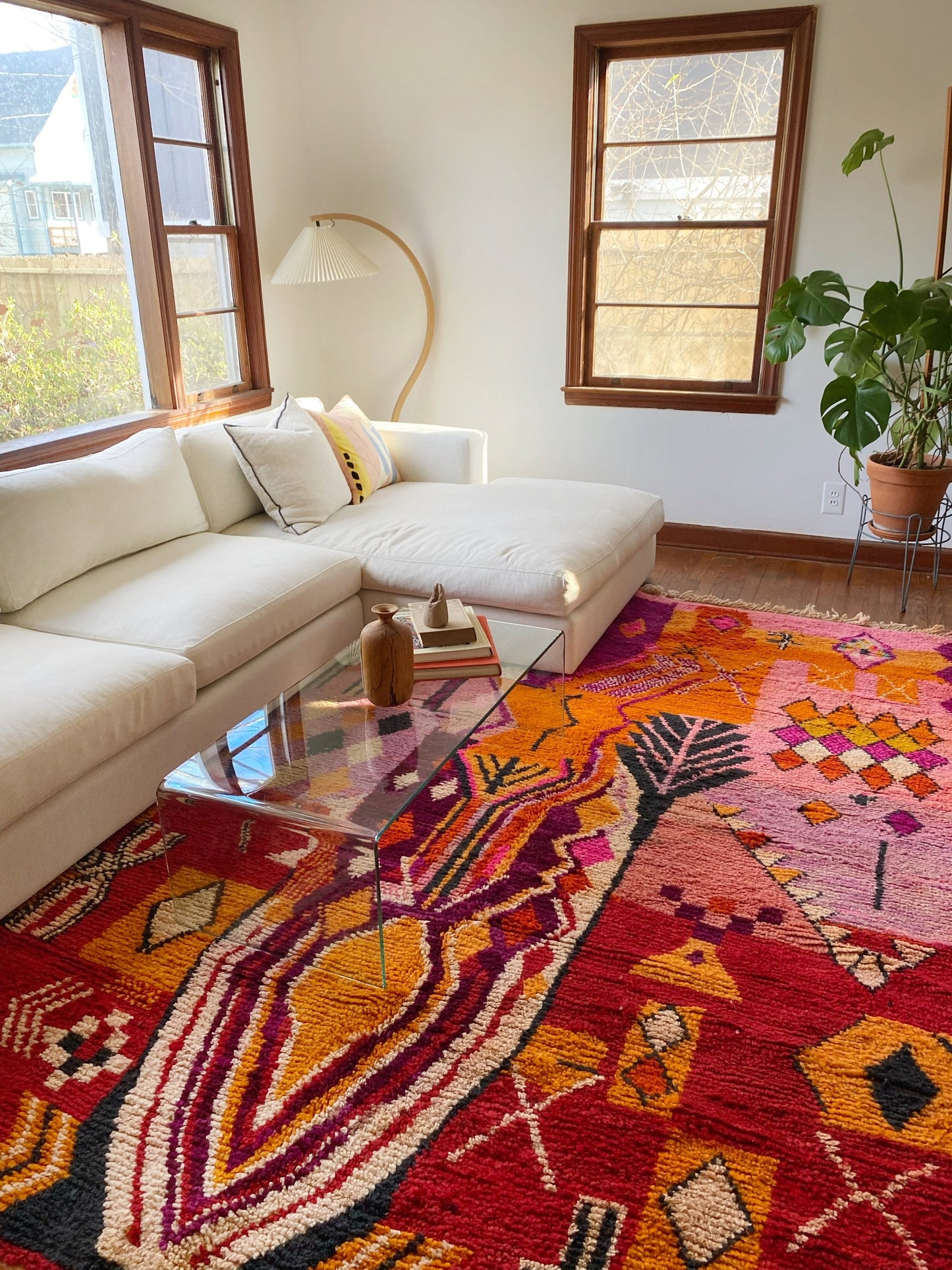 View Wedelia Moroccan Rug From an Angle in a Living Room