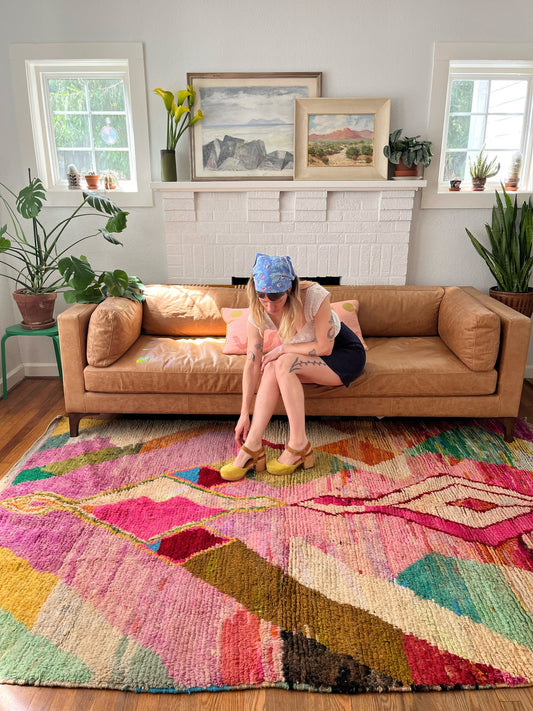 Style a LIving Room with Pink Moroccan Rug