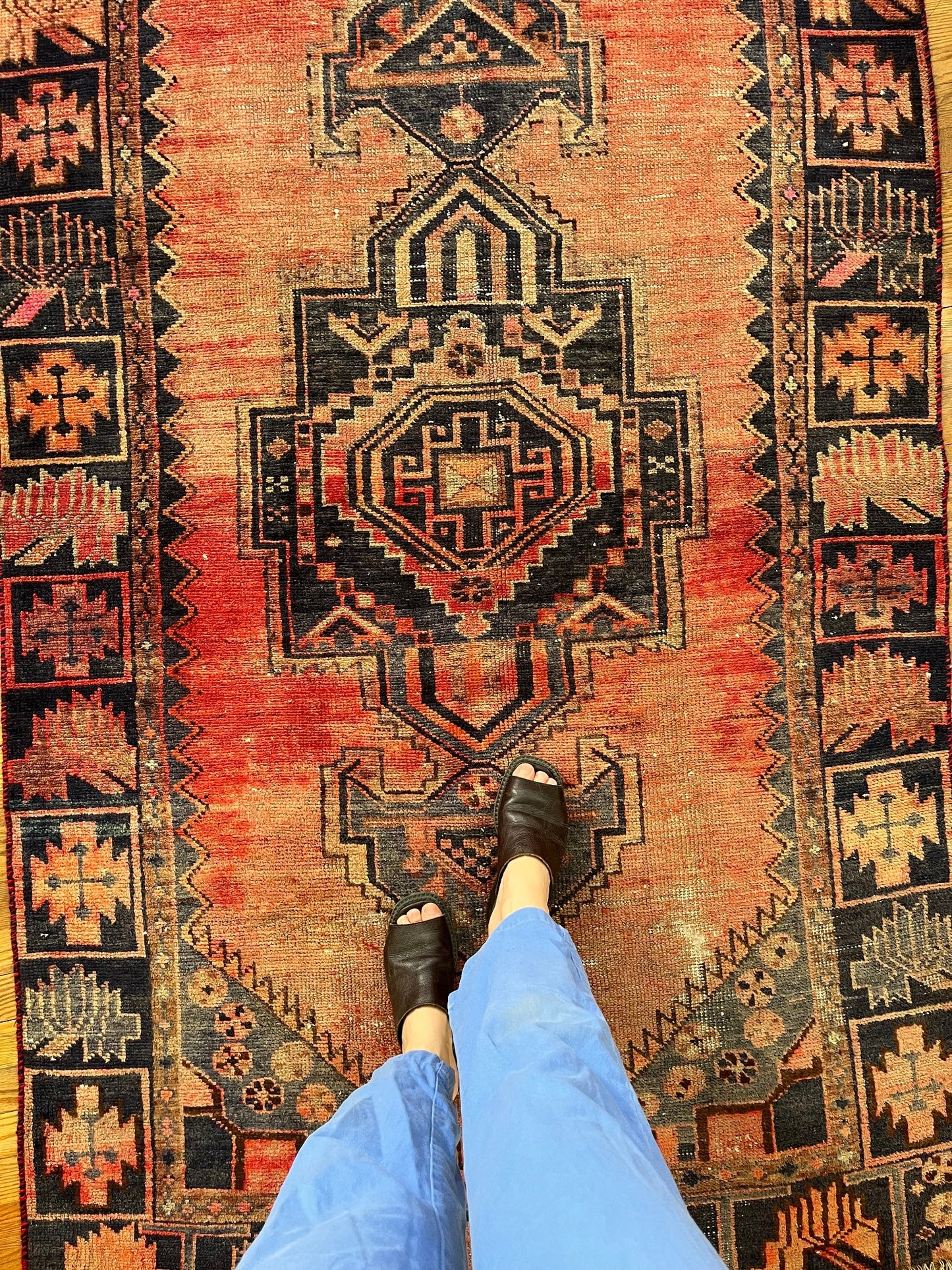 See Details of Worn Red Vintage Persian Area Rug