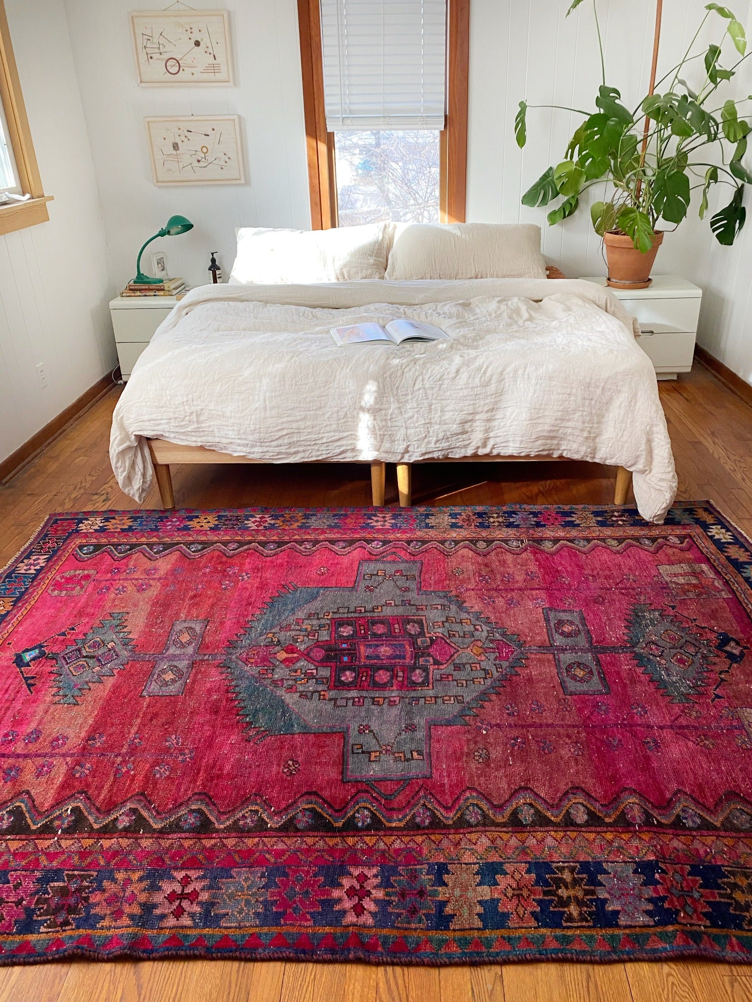 Style Multi- Color Persian Rug with a King Size Bed