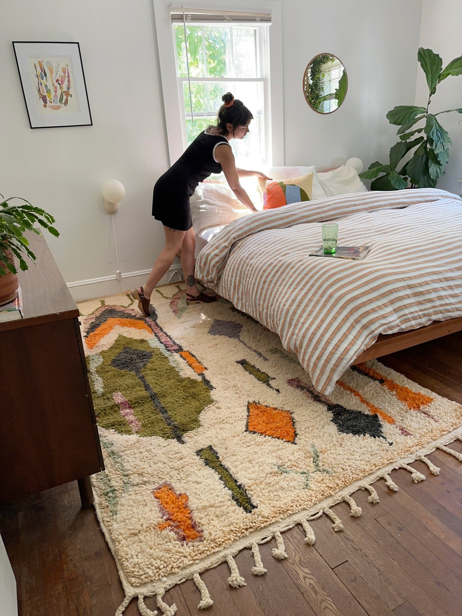See Sungold Moroccan Rug Styled in a Bedroom