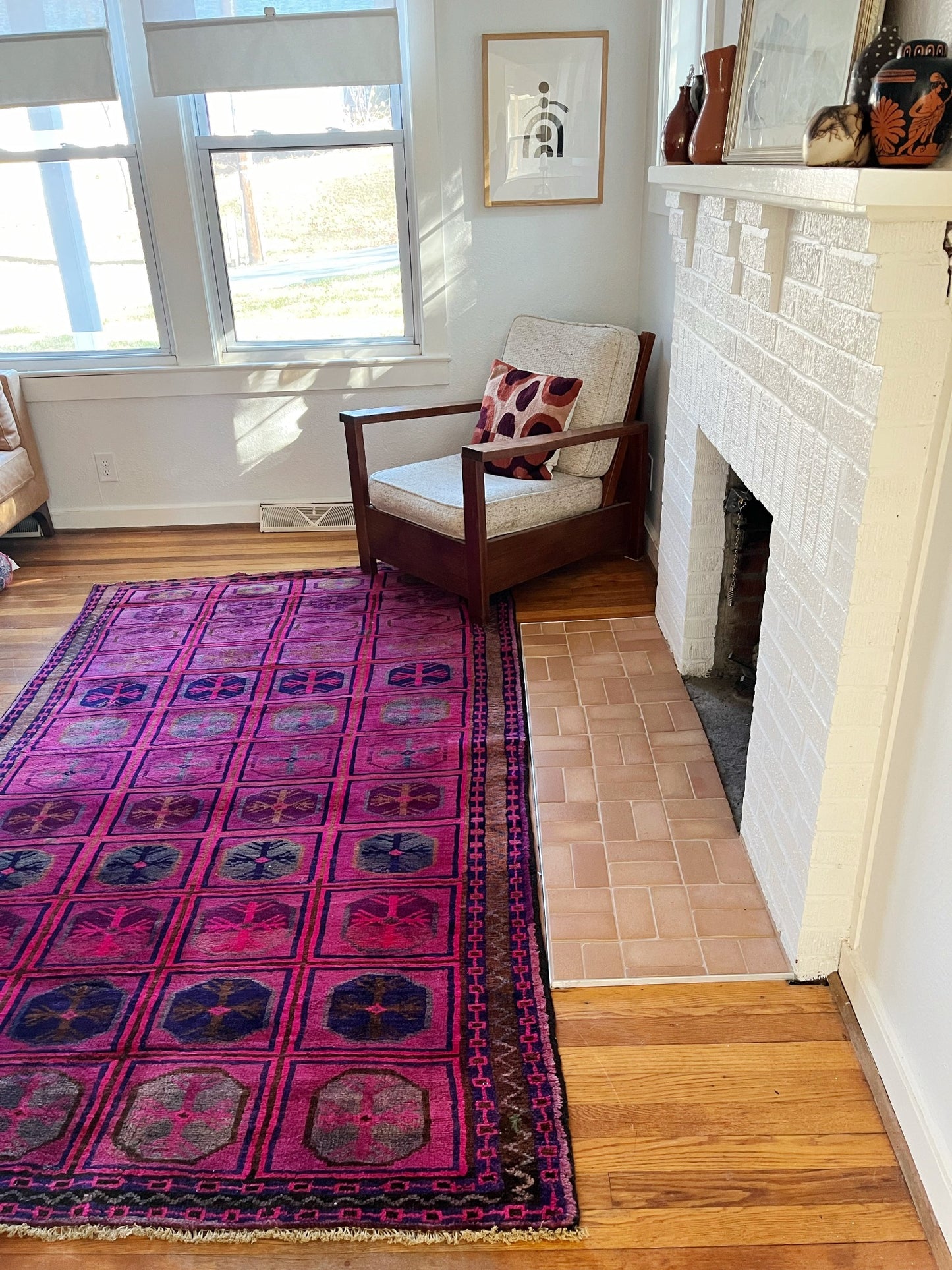See Odom Persian Rug with a Fireplace