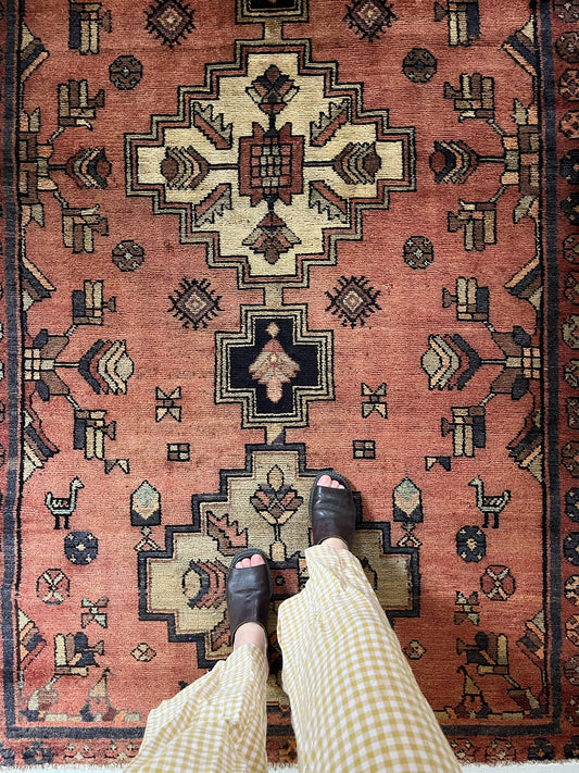 See Details and Motifs on Vintage Persian Area Rug