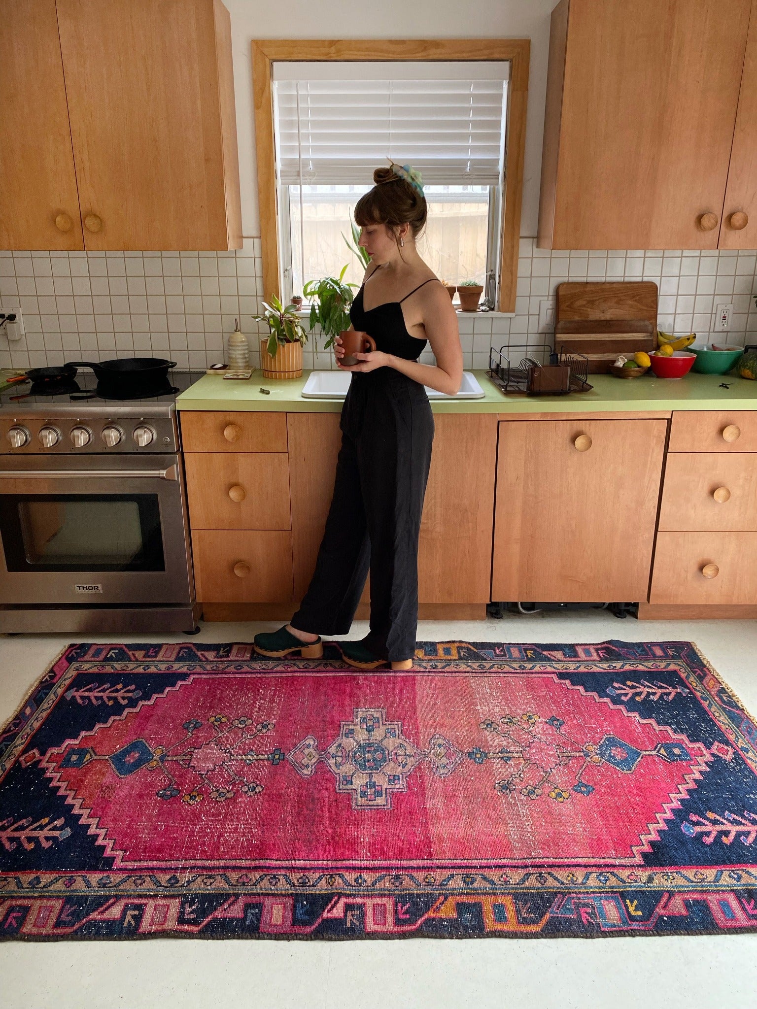 Style Gia Vintage Persian Rug in a Warm Toned Kitchen