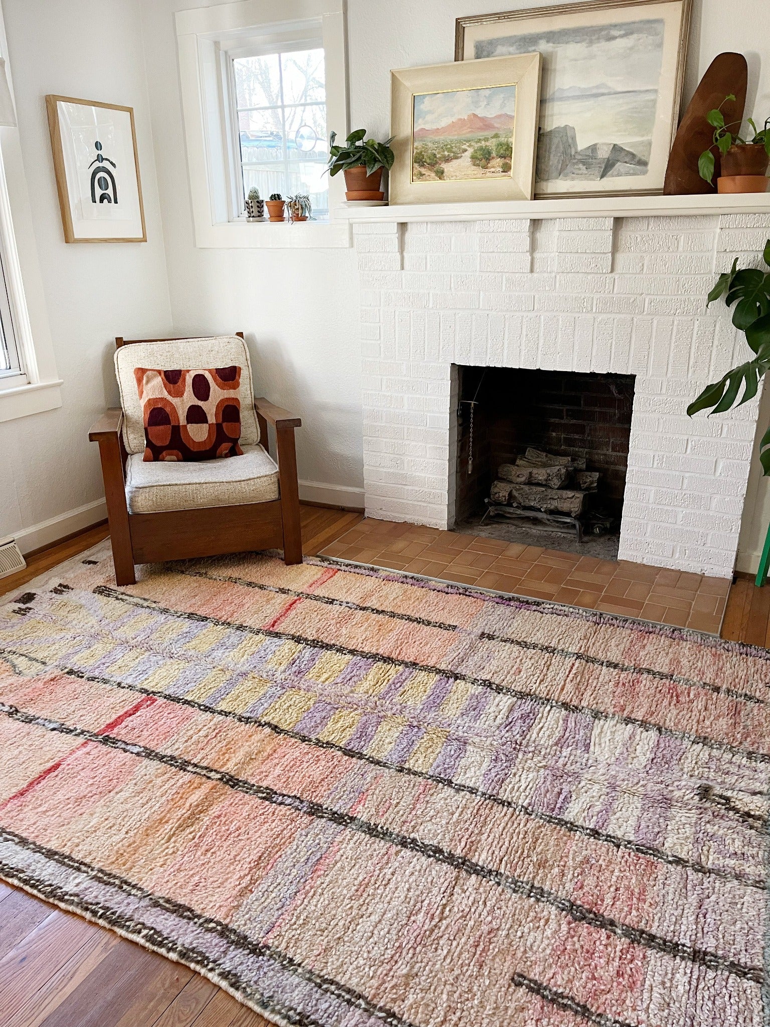 See Laures cute Moroccan rug Styled in a Living Room Space