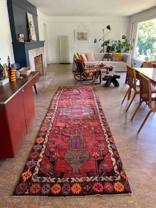 Enhance a Living Room with a Colorful Vintage Persian Runner Rug