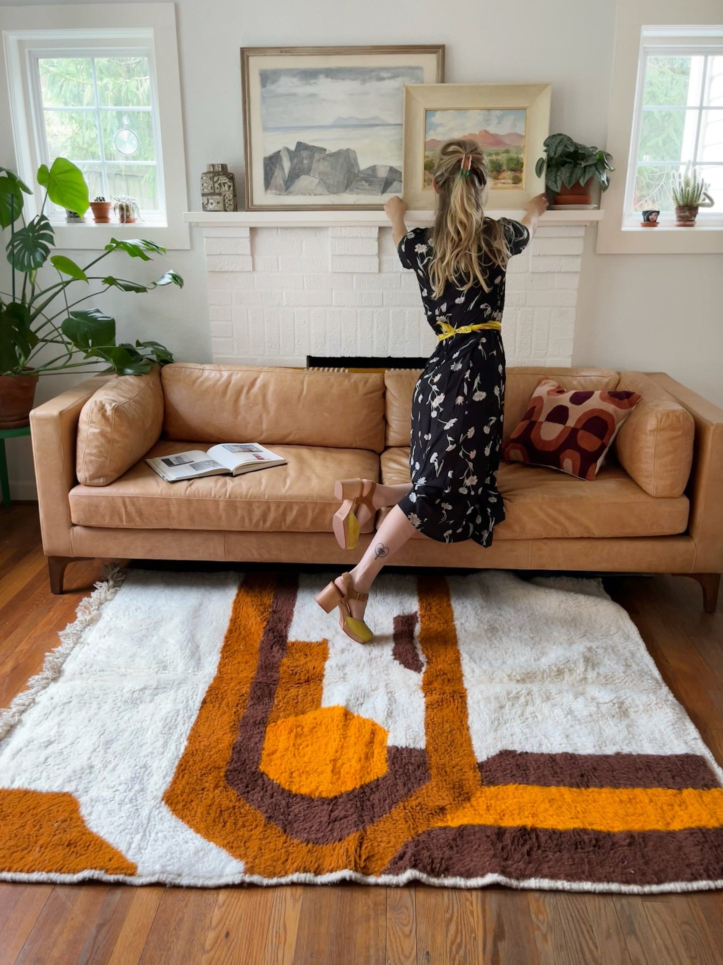 Style Veda Moroccan High Pile Rug in a Living Room