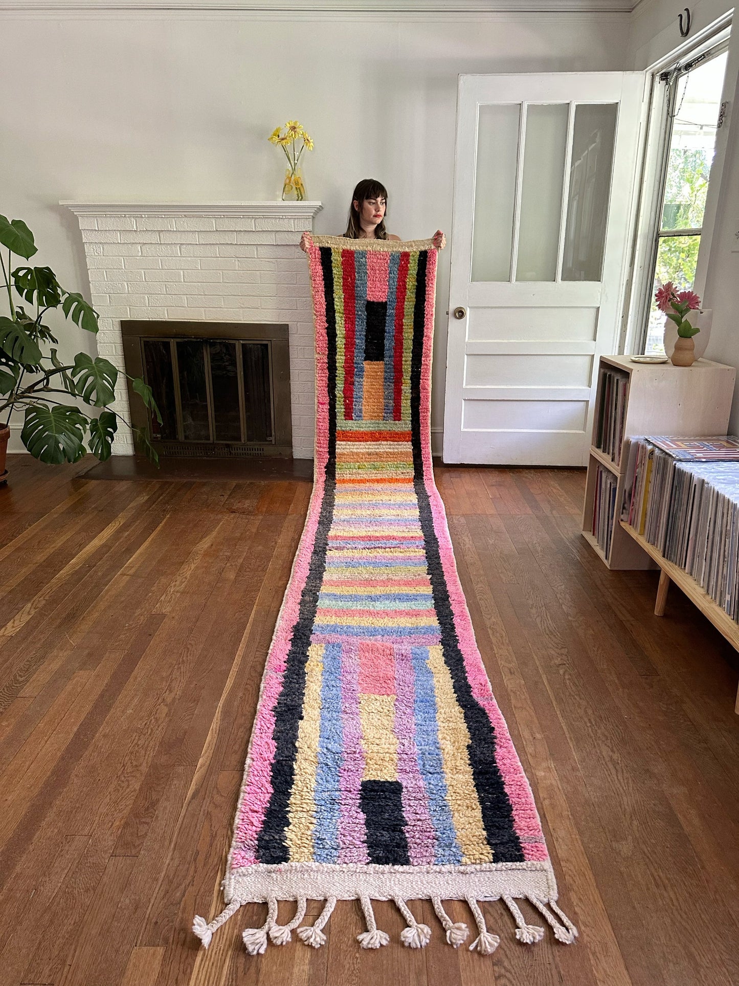 Long Moroccan runner with fun stripes