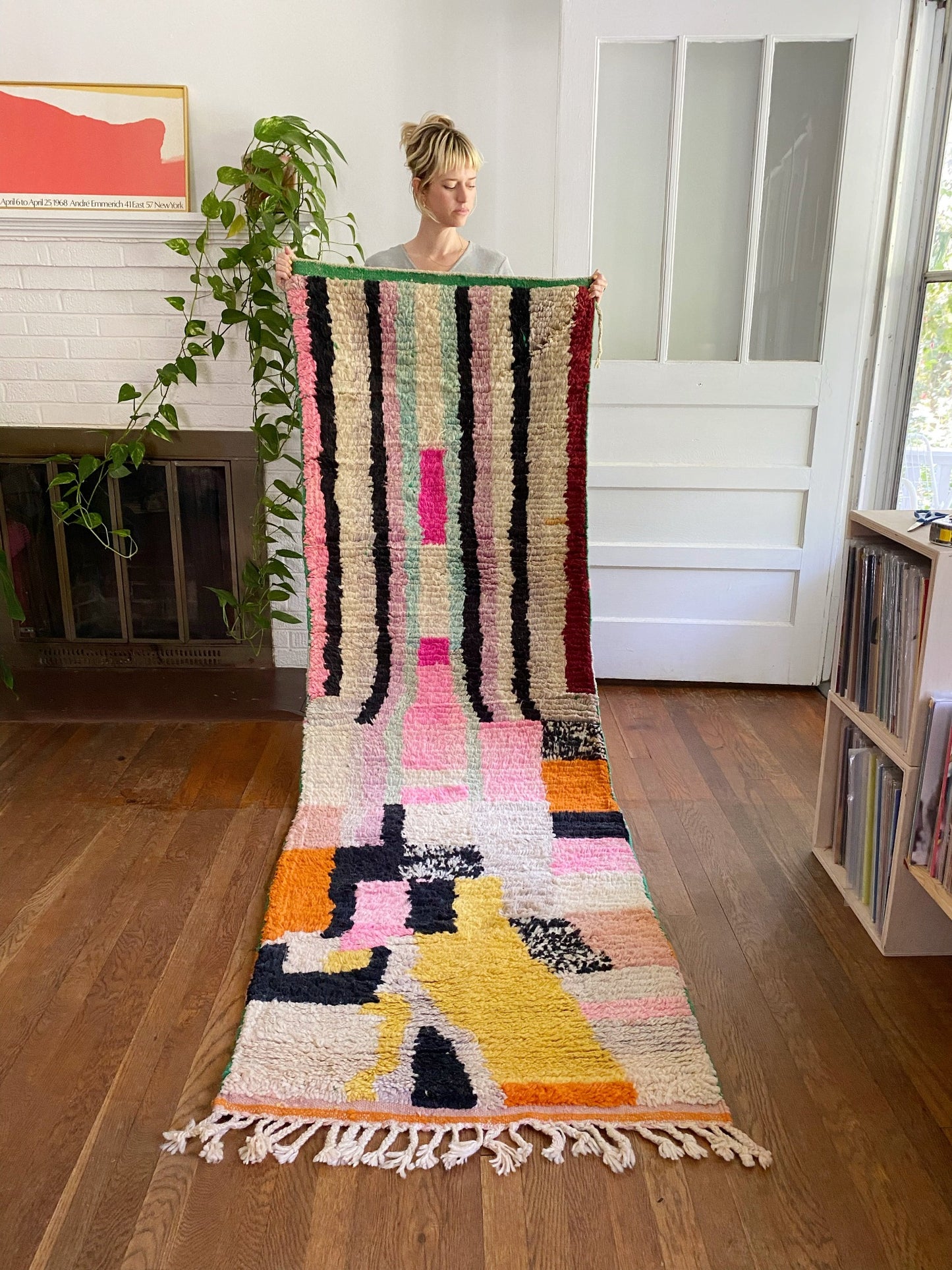 Spritz Moroccan runner is held to highlight the woven stripes and abstract details